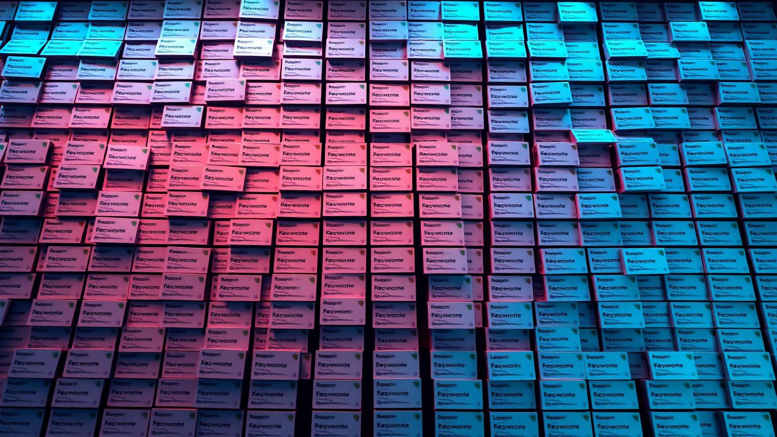 Wall of keyword cards imported in bulk